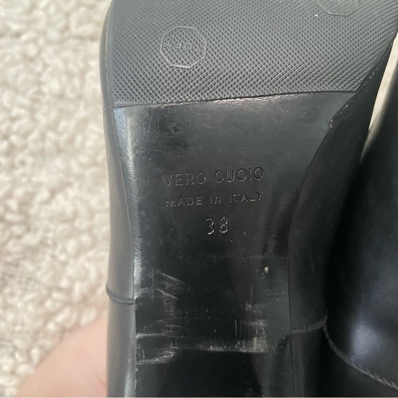 Woman by Common Projects Vero Cuoio Lace Up Heeled Black Leather Booties 38 - Picture 8 of 8